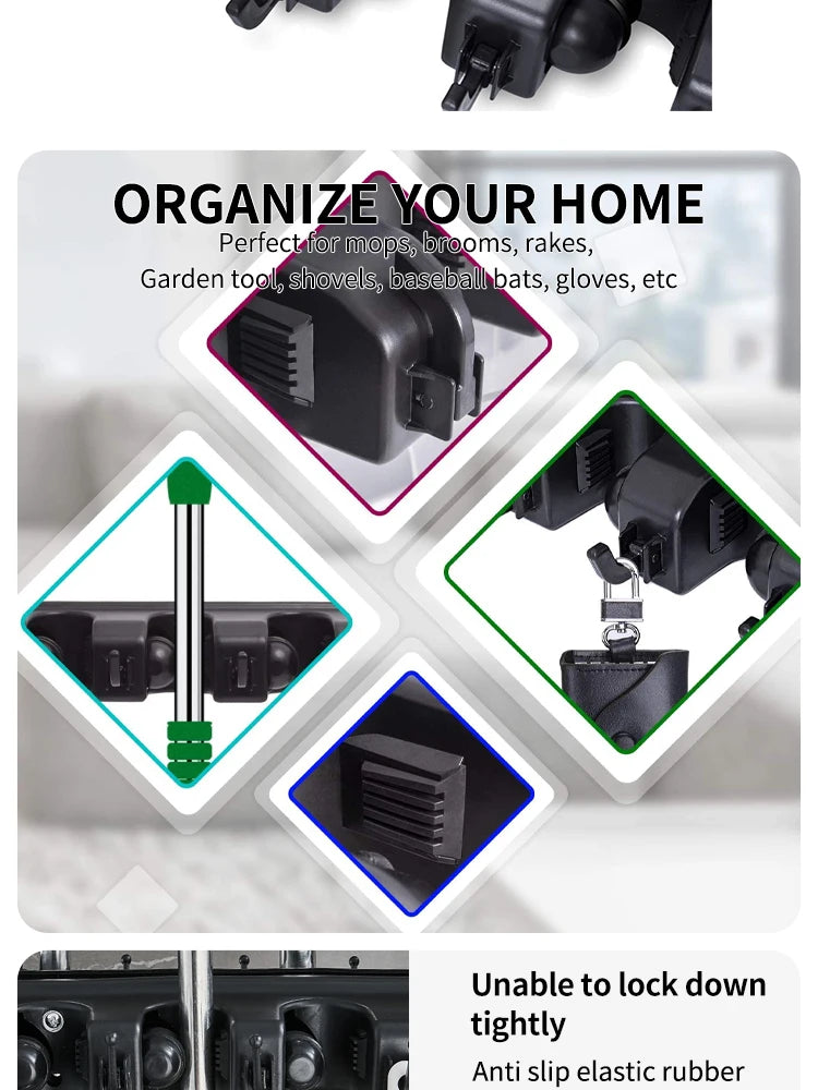 Multi-Functional Wall Mop & Broom Holder