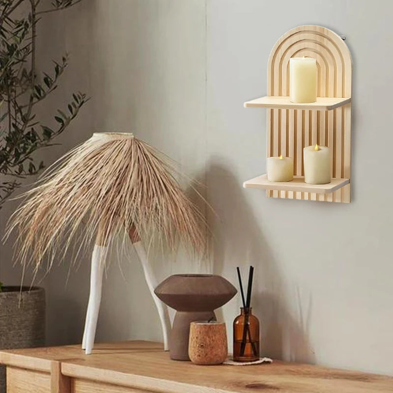 Bohemian Arch Wooden Wall Shelf