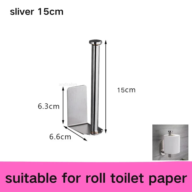 Stainless Steel Self-Adhesive Towel & Toilet Roll Holder – No Drills