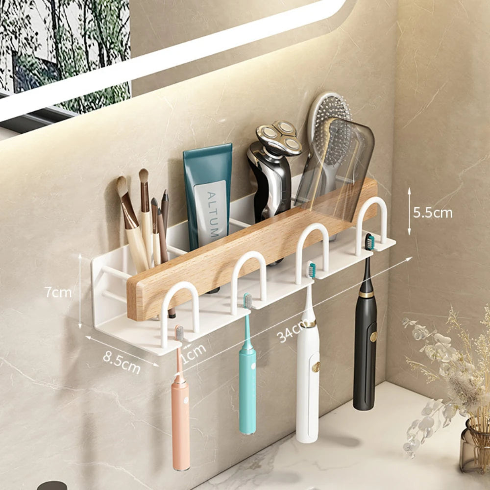 Minimalist Solid Wood Toothbrush & Toothpaste Holder
