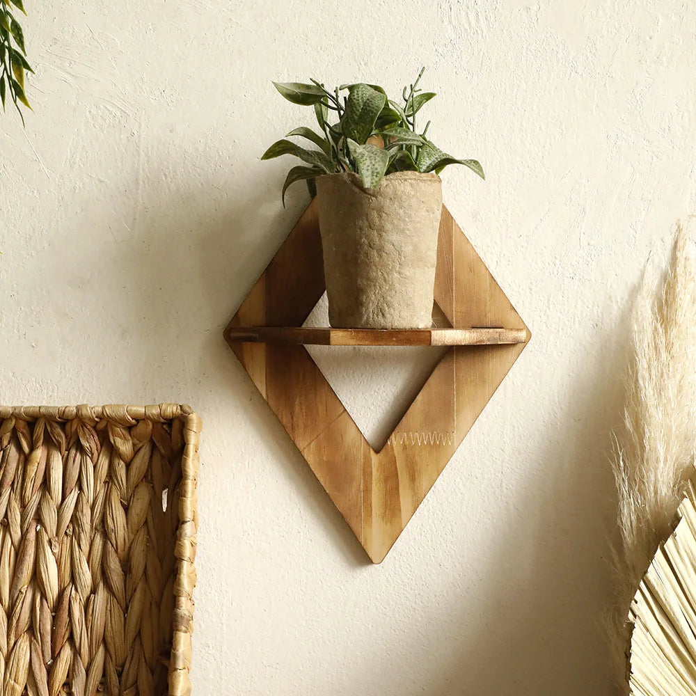 Modern Diamond Wood Wall Shelf