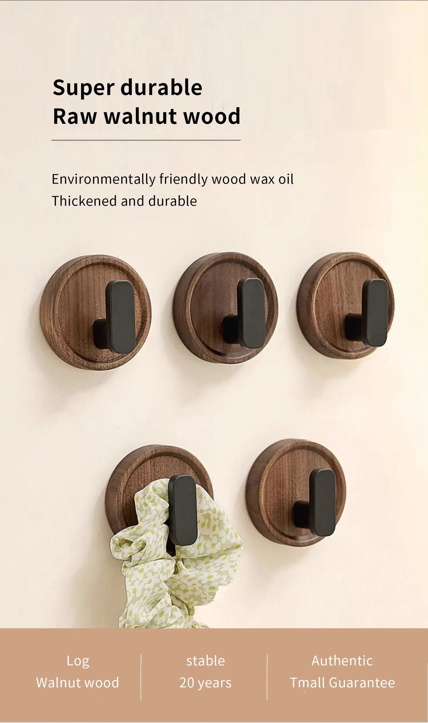 Walnut Wood Wall Coat Rack
