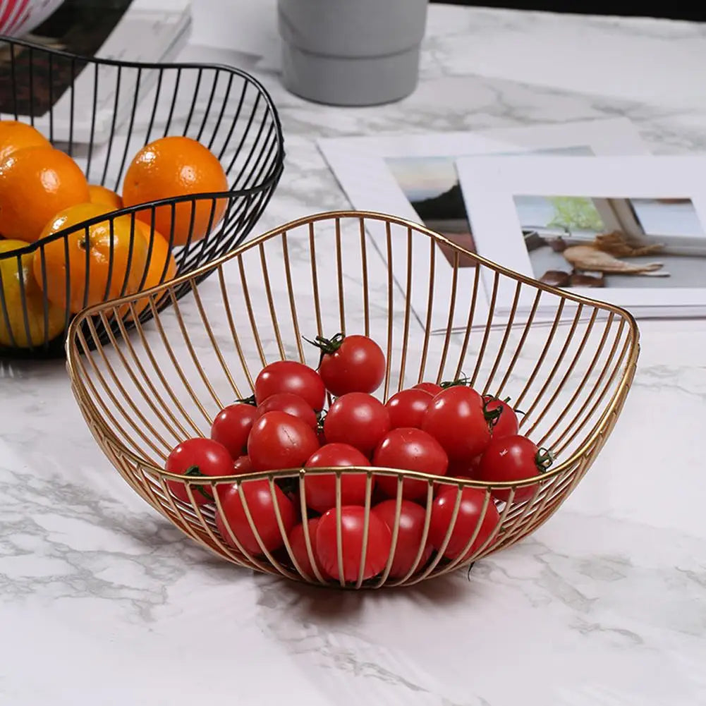 Iron Fruit Basket Fruit Container Bowl Home Creative Drain Display Basket Table Bread Snacks Tray Storage Snacks P2I4
