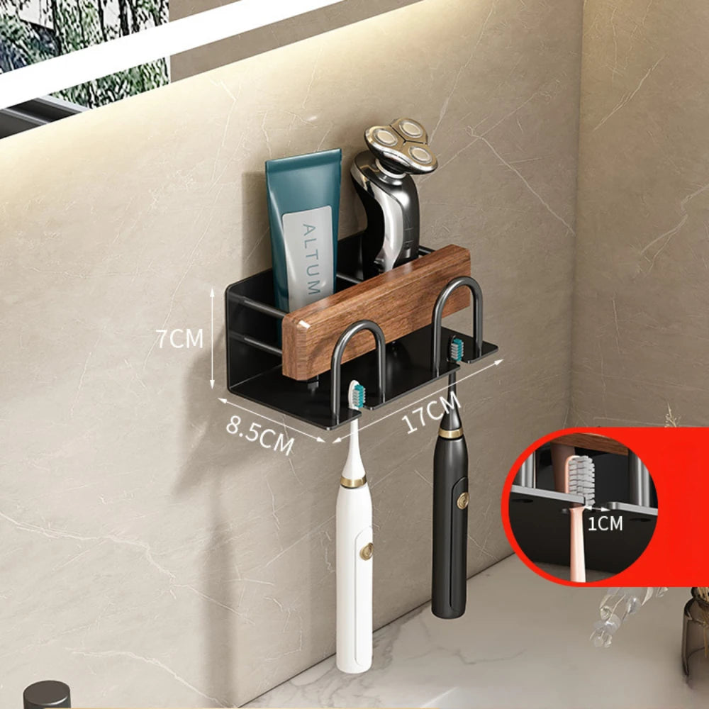 Minimalist Solid Wood Toothbrush & Toothpaste Holder