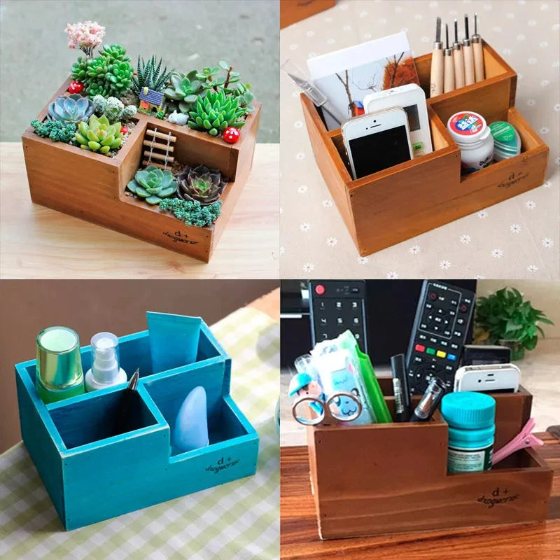 Vintage Wooden Desktop Organizer
