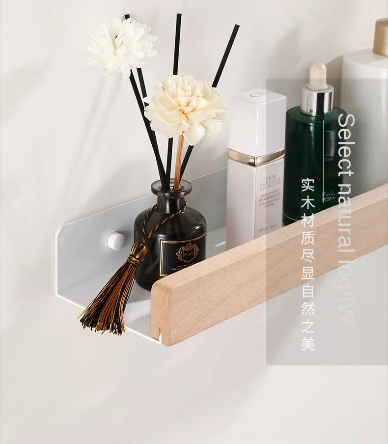 Wooden Wall-Mounted Bathroom Shelf