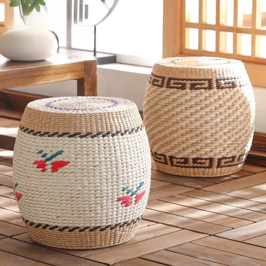 Tight Weave Sofa Seat Sturdy Sitting Stool Pine Shoe Changing Bench High Load-bearing Small Stools Suitable for Living Room