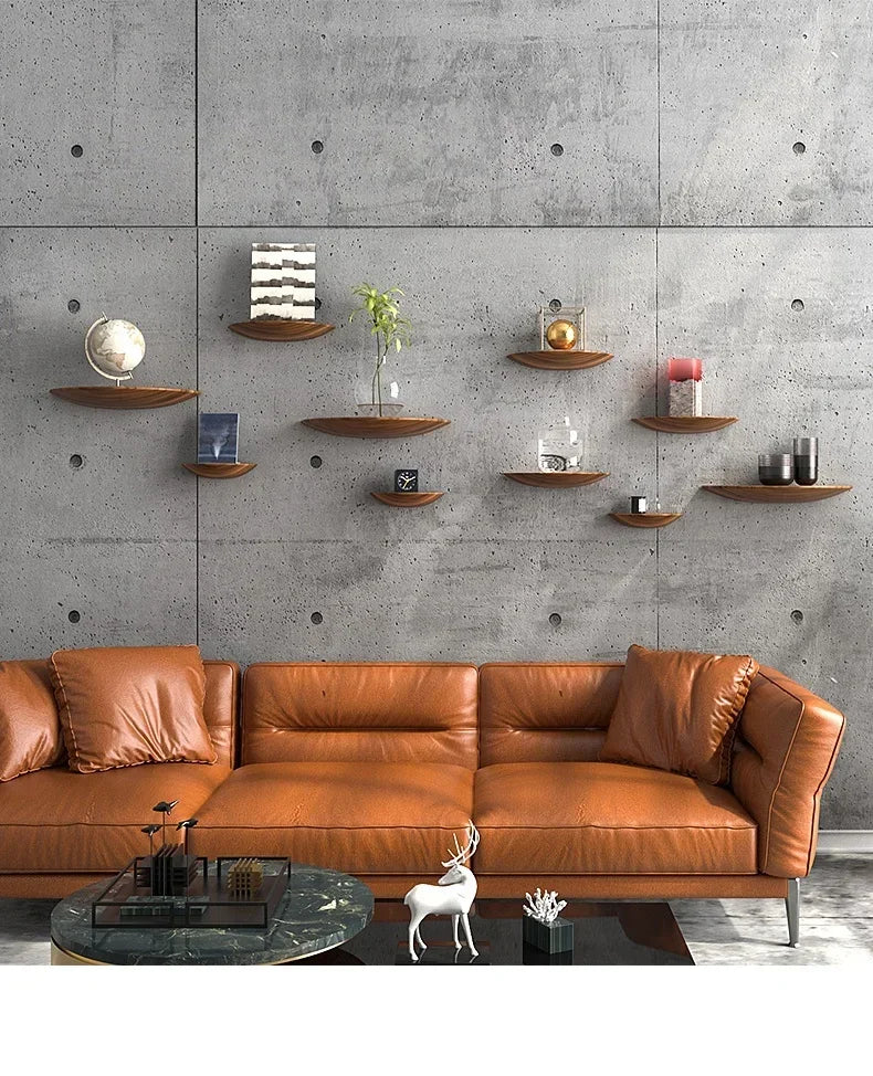 Half-Moon Wooden Wall Shelf