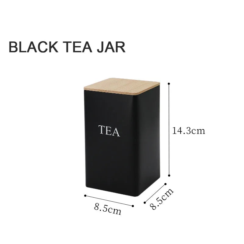 Modern Metal Coffee Bean Storage Jar with Bamboo Lid
