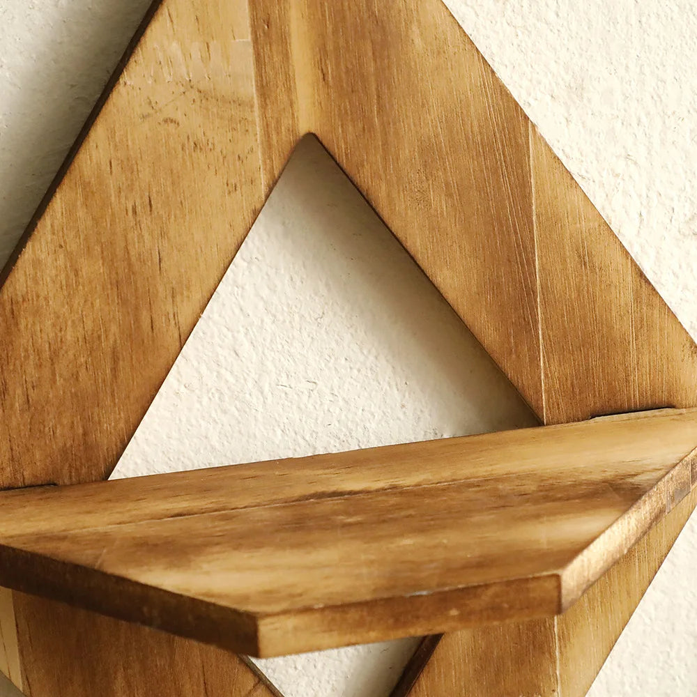Modern Diamond Wood Wall Shelf