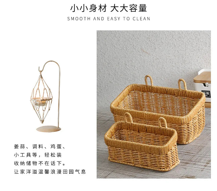 Wall Hanging Storage Basket Container Decorative Basket Hand Woven Kitchen Storage Basket for Garden Flower Pot Living Room