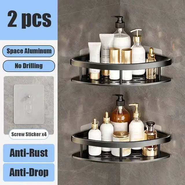 Bathroom & Kitchen Organizer – No-Drill 2-Tier Wall Shelf