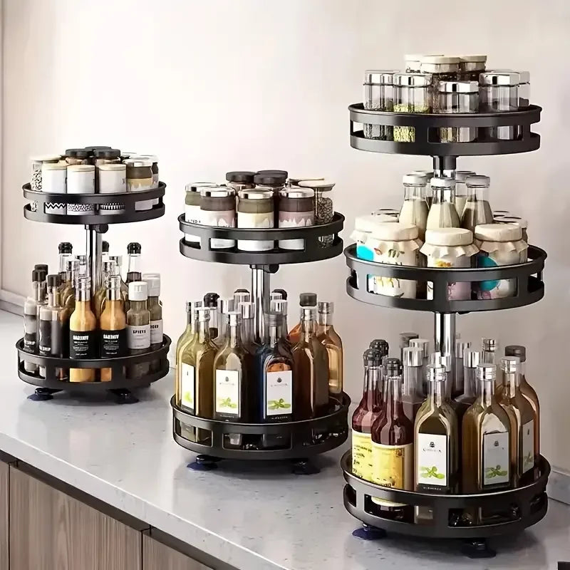 3-Tier Metal Rotating Organizer Spice Rack