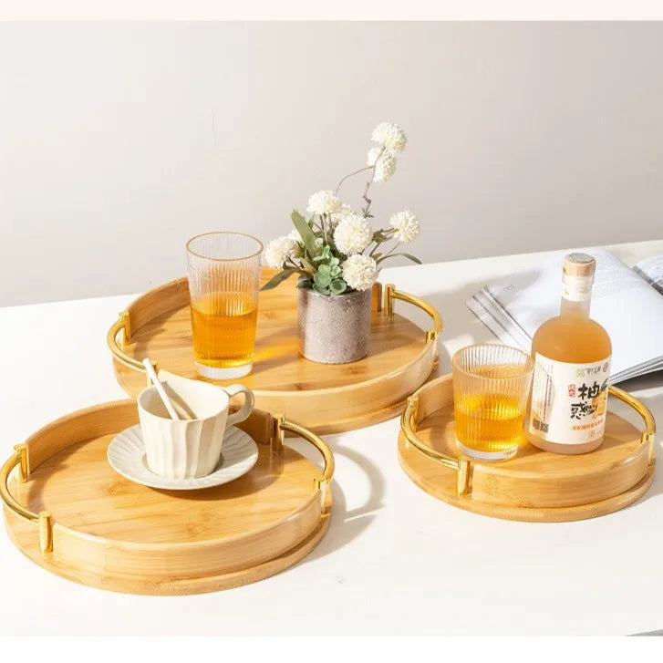 Modern Bamboo Round Tray
