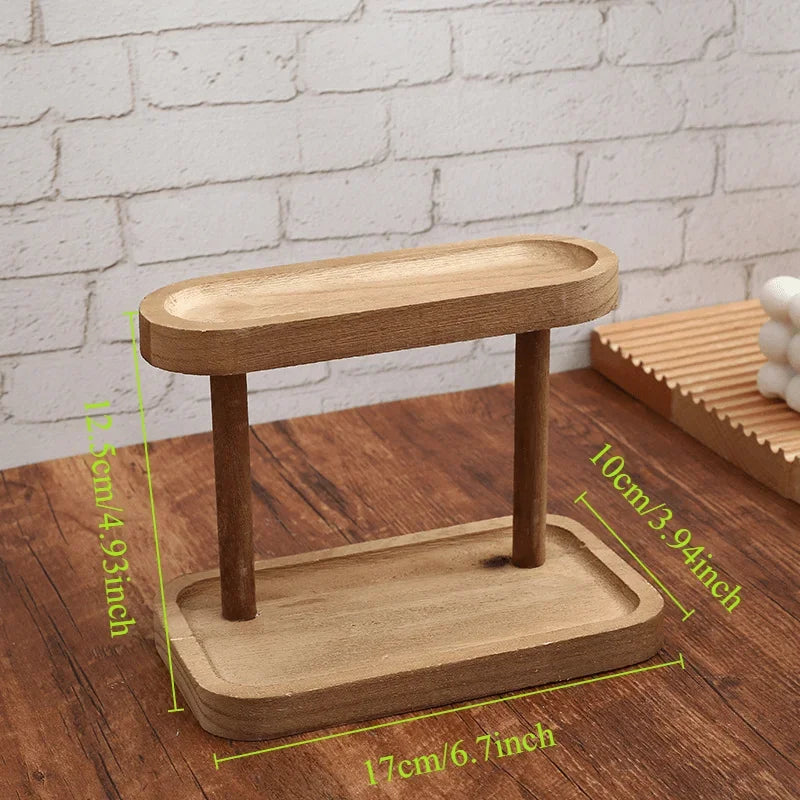 Double-Layer Wooden Desktop Organizer