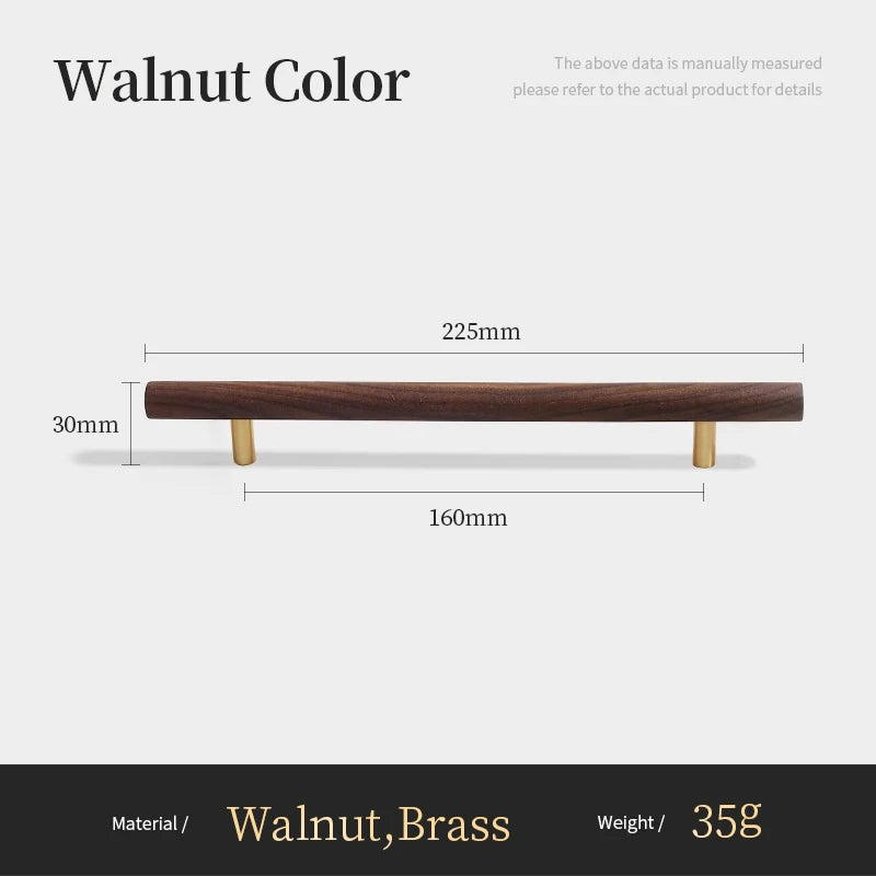 Nordic Walnut Wood Handle T bar Drawer Knobs Cupboard Long Pulls Kitchen Cabinet Door Handle Furniture Decorate Pulls and Knob