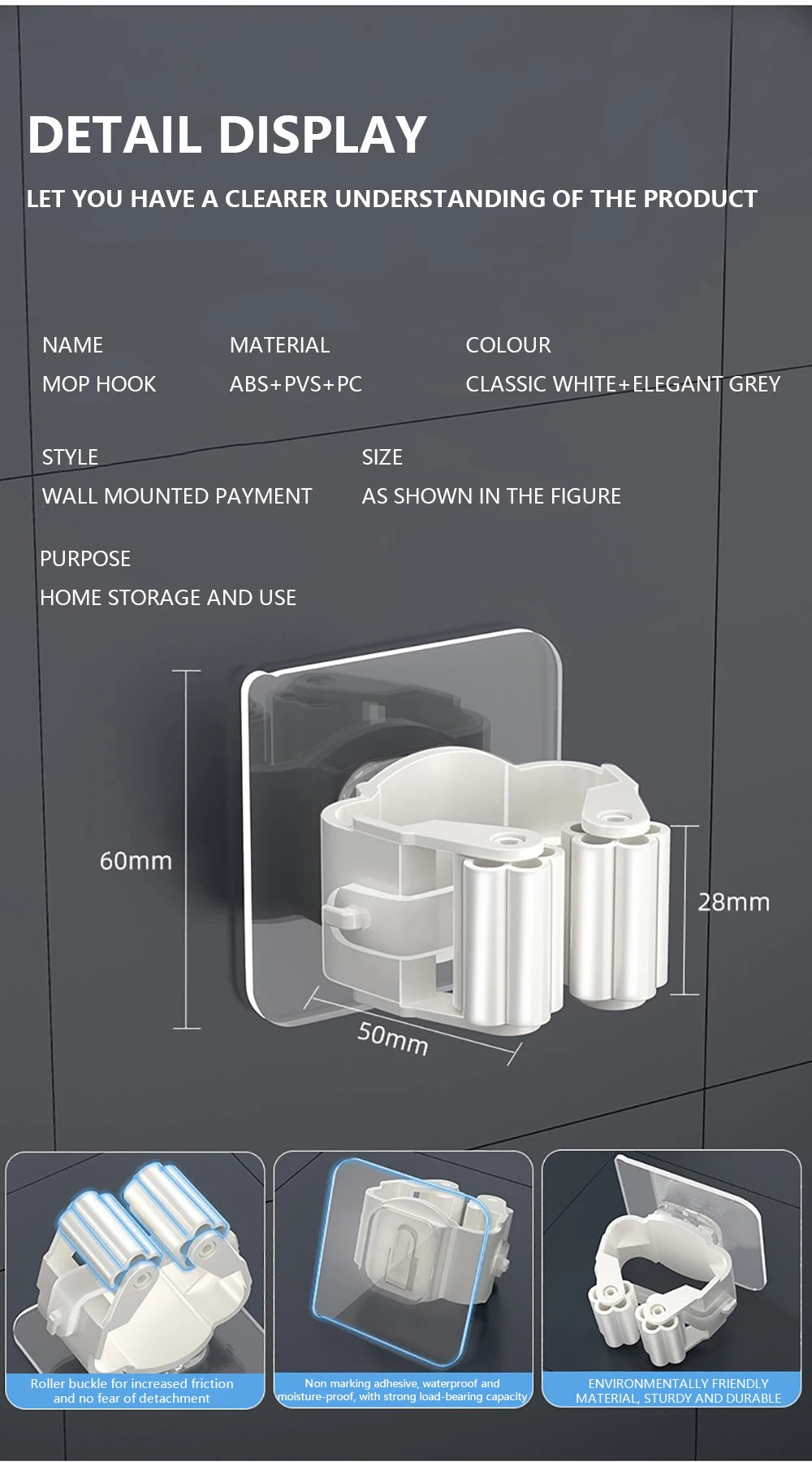Multi-Purpose Wall Hook Organizer - No Drilling Required