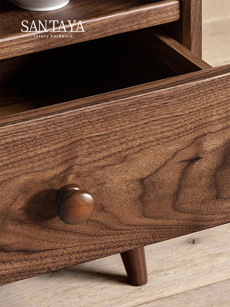 Nordic Walnut Wood Handle T bar Drawer Knobs Cupboard Long Pulls Kitchen Cabinet Door Handle Furniture Decorate Pulls and Knob