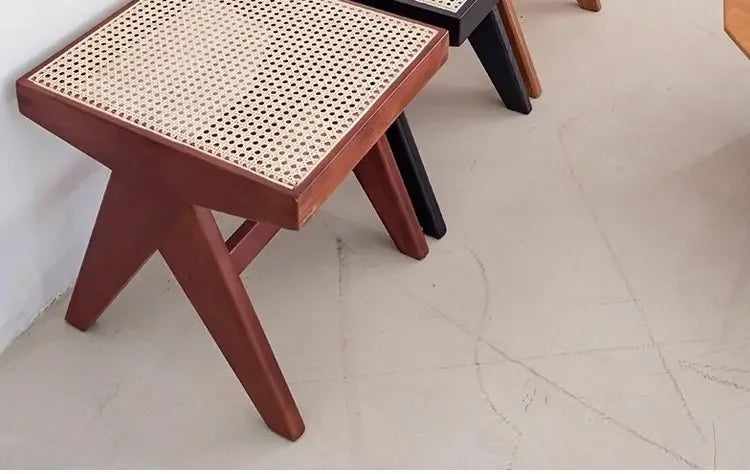 Nordic Solid Wood Rattan Woven Bench
