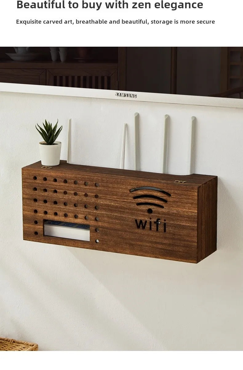 Solid Wood Wall-Mounted TV  Storage Box