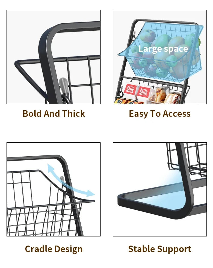 Fruit basket,,vegetable basket,Kitchen countertop storage basket,Wire removable storage rack,Spices and snack racks