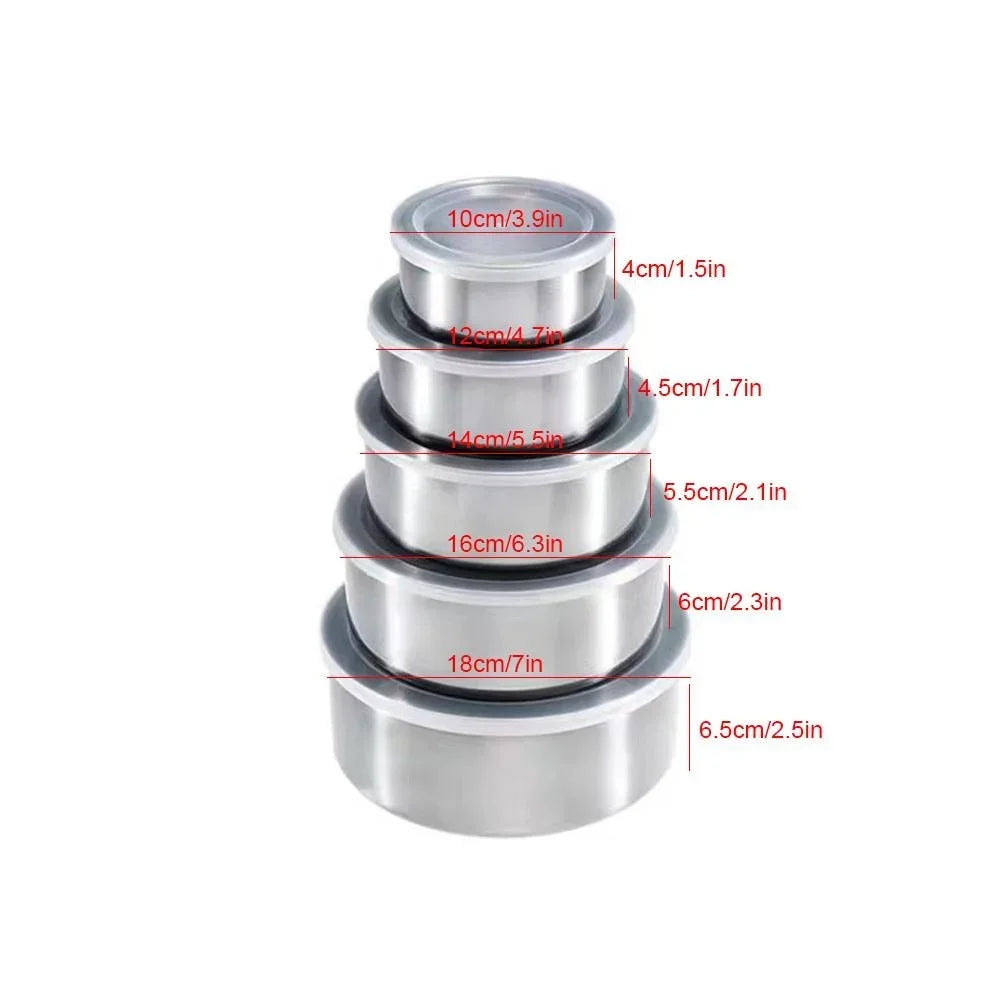 5-Piece Stainless Steel Mixing Bowl Set with Lids