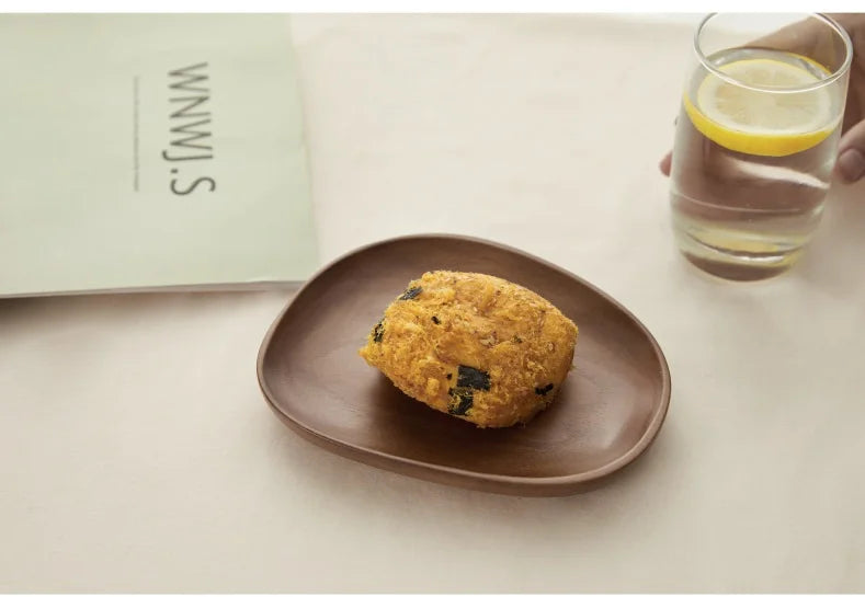 HeMu Black walnut solid wood shape tray Japanese irregular dessert dessert tray coffee saucer wooden household tray