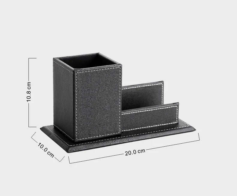Business Leather Pen Holder Makeup Brush Storage Box Living Room Desktop Storage Office Desktop Storage Box