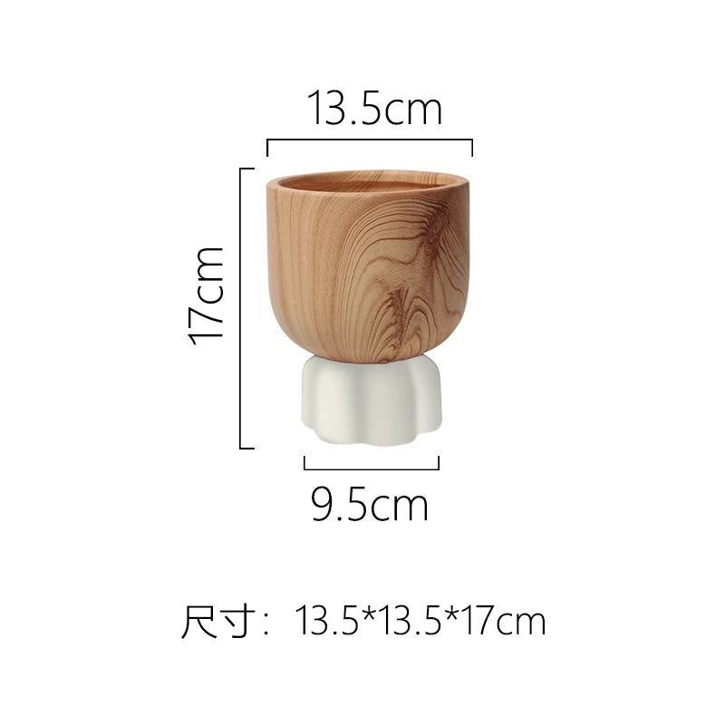 Nordic Colorful Flower Pots Retro Wood Grain Painted Phalaenopsis Succulent Household Internet Celebrity Indoor Breathable