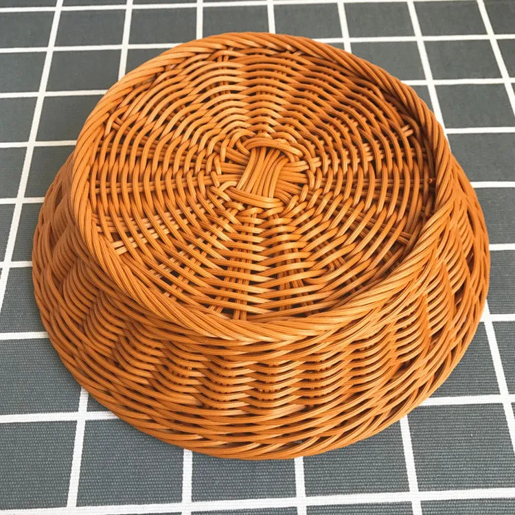 Oval Curved Rattan Wicker Woven Serving Baskets for Bread Fruit Vegetables Restaurant Serving Tabletop Display Rattan Basket