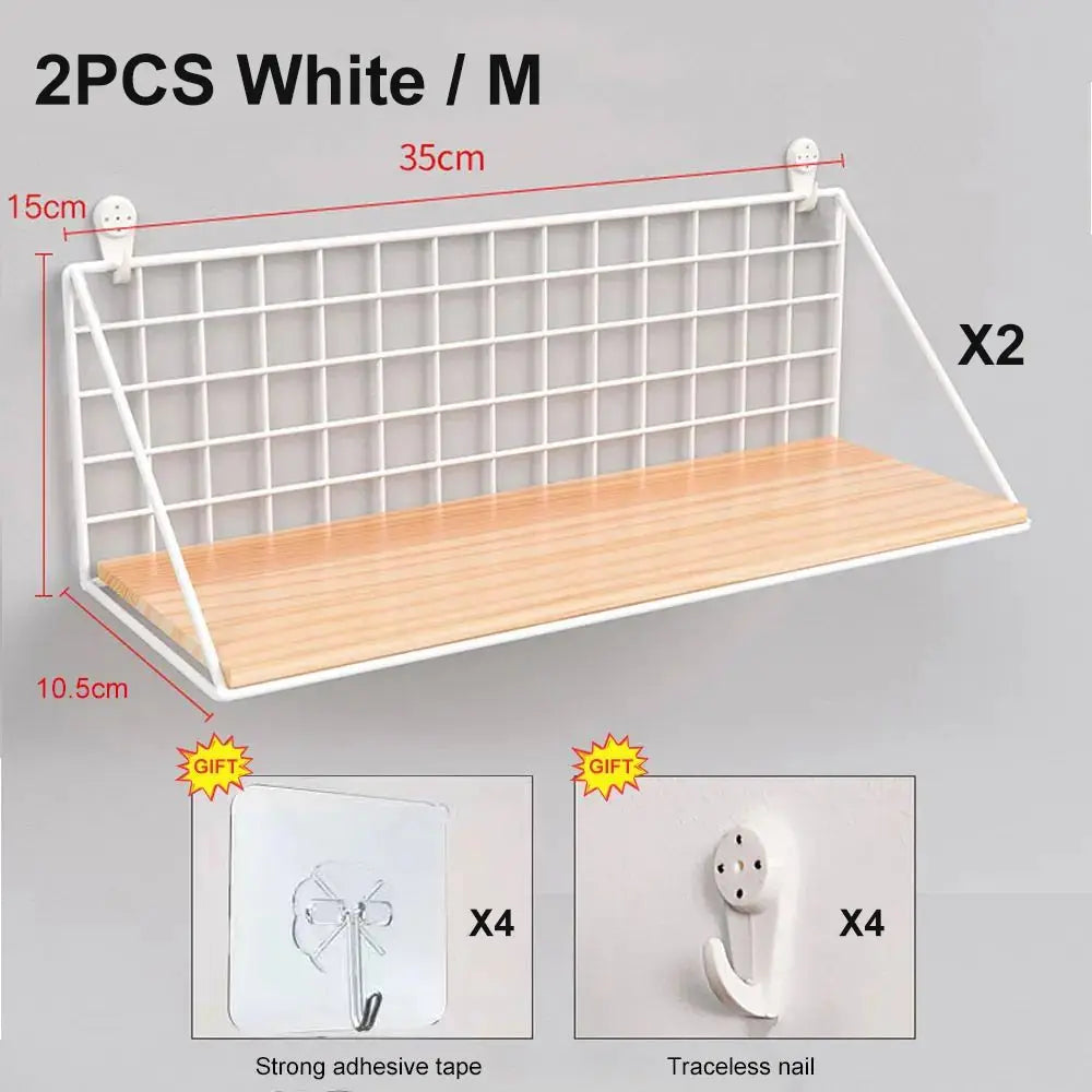 Wall Mounted Wood Hanging Shelves (no Drilling)