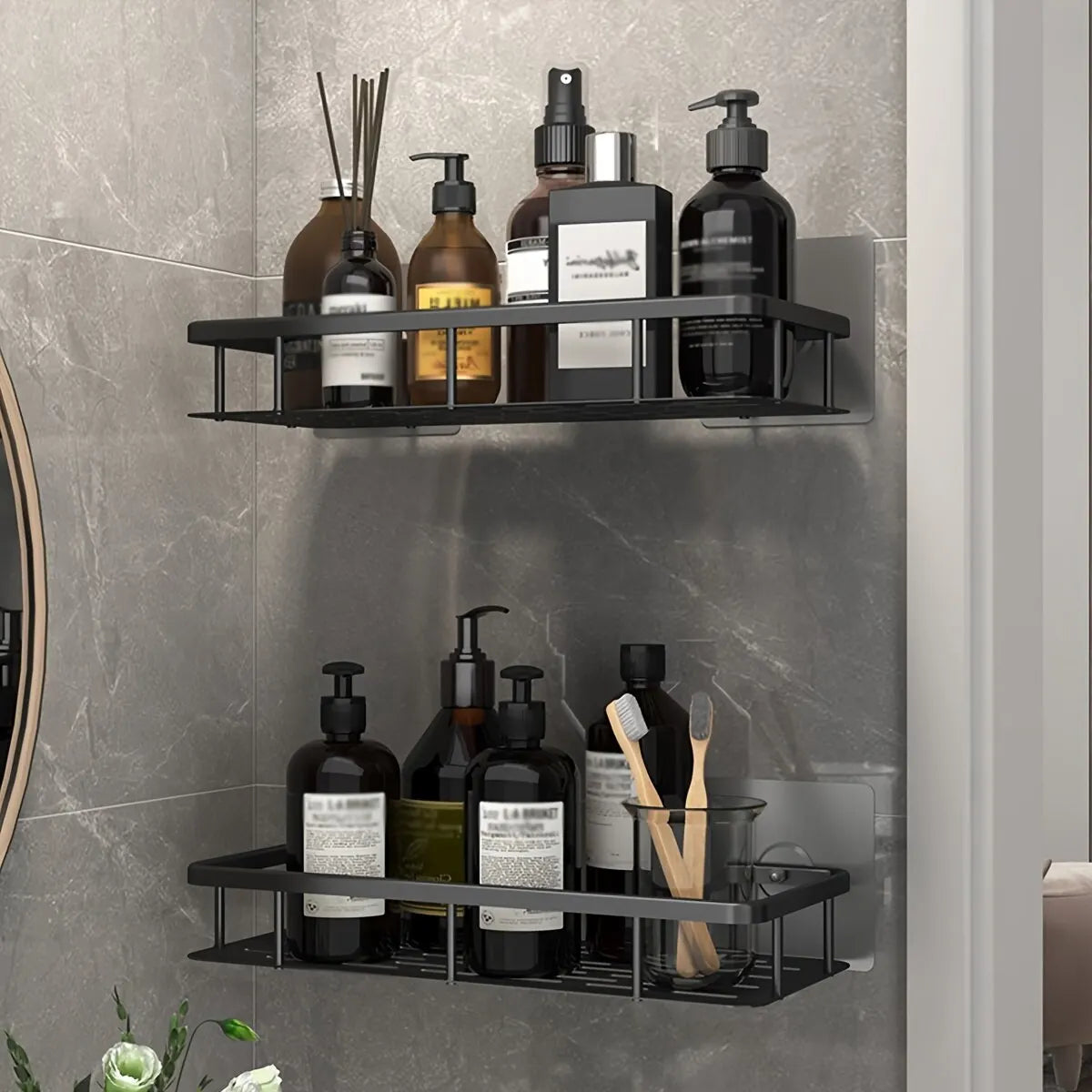 Modern  Bathroom Storage Rack - No-Drill