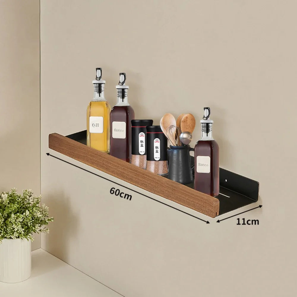 Wall-Mounted Wooden Kitchen Storage Rack