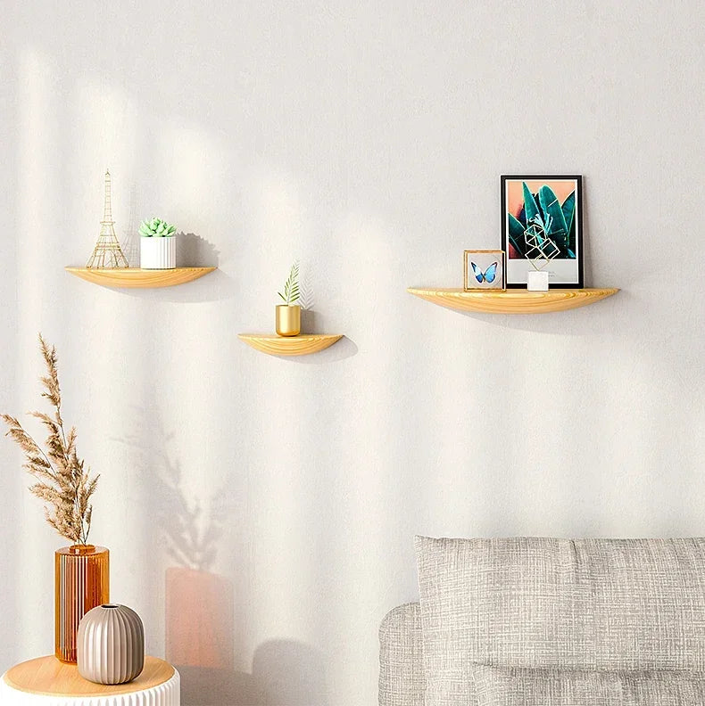 Half-Moon Wooden Wall Shelf