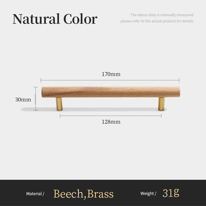 Nordic Walnut Wood Handle T bar Drawer Knobs Cupboard Long Pulls Kitchen Cabinet Door Handle Furniture Decorate Pulls and Knob