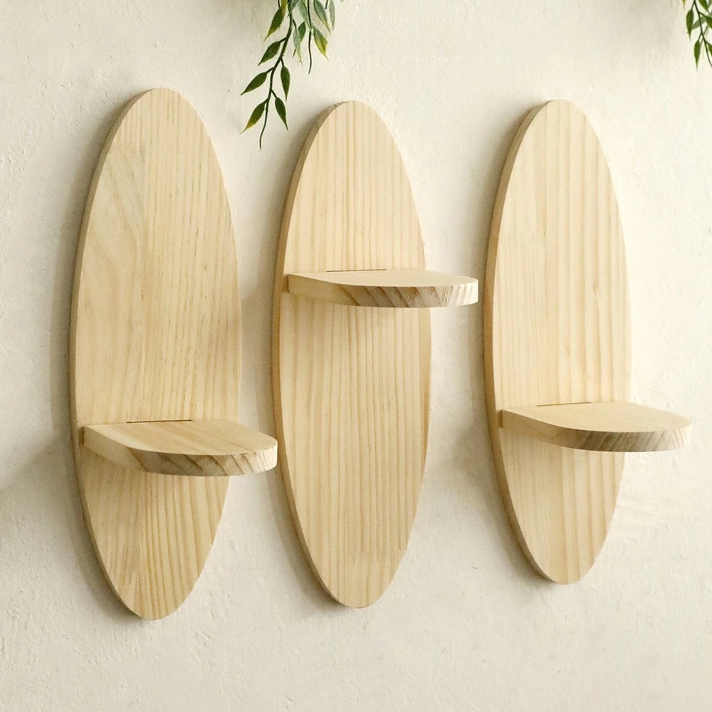 Oval Solid Wood Floating Shelf