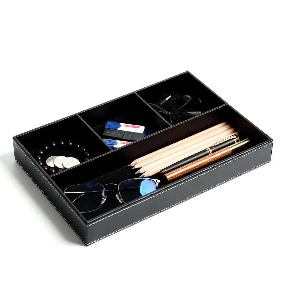 Business Leather Pen Holder Makeup Brush Storage Box Living Room Desktop Storage Office Desktop Storage Box