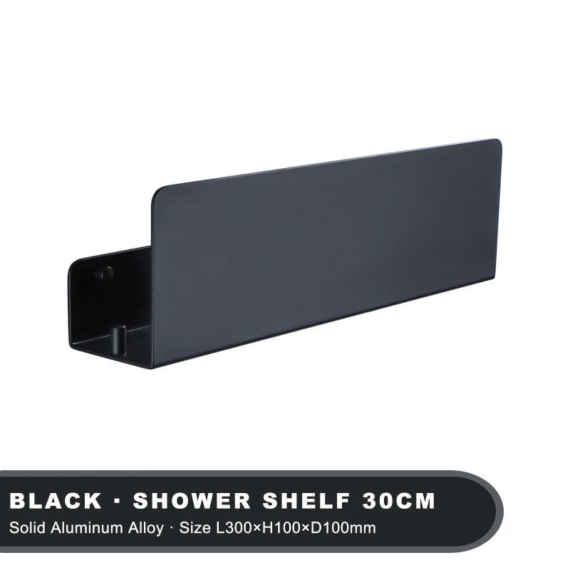 Black Bathroom Organizer Shelf With Hooks