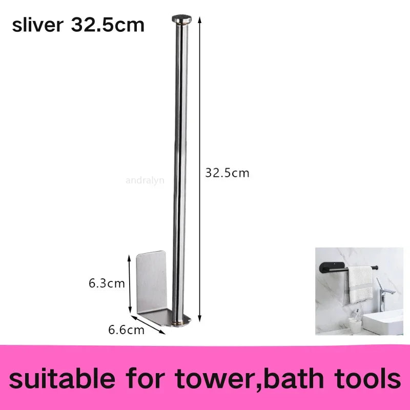 Stainless Steel Self-Adhesive Towel & Toilet Roll Holder – No Drills