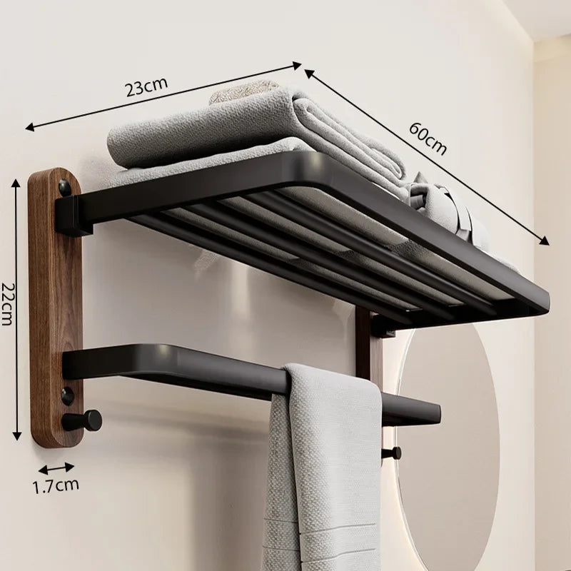 Walnut Wall-Mounted Towel Rack