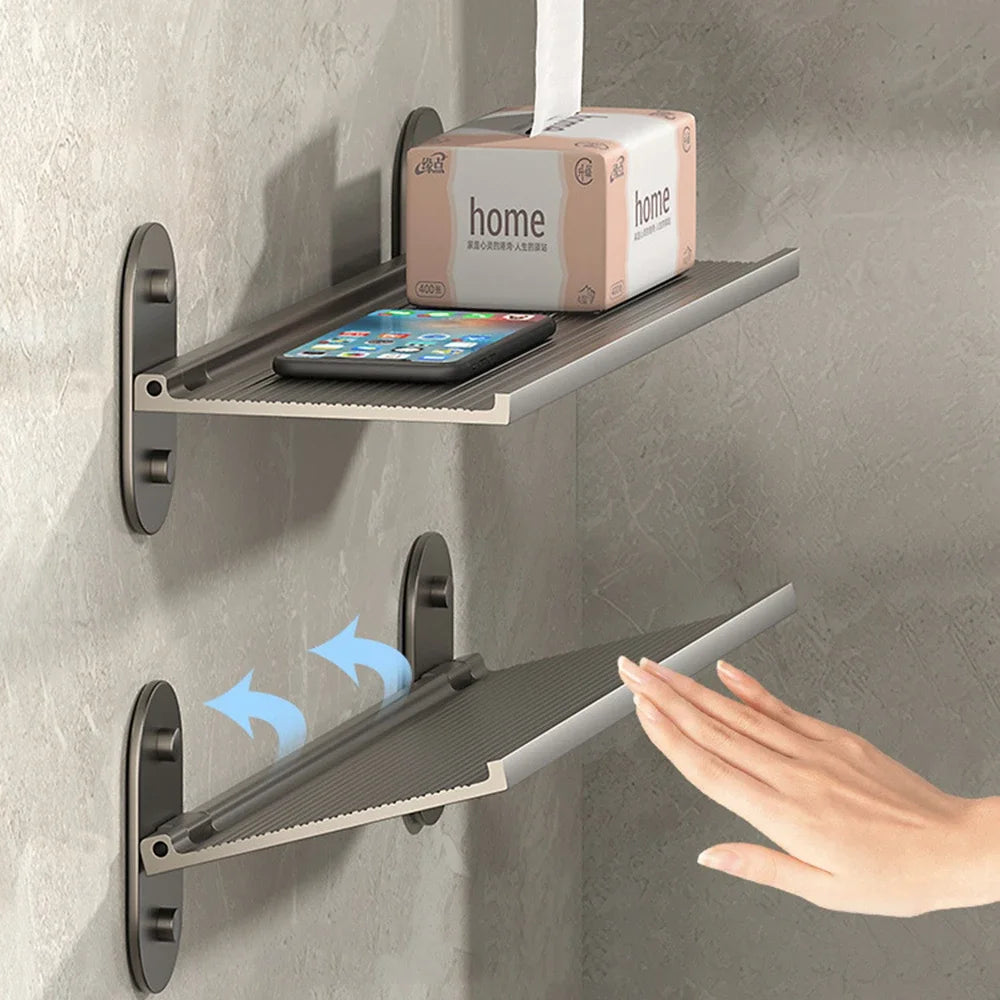 Foldable Aluminium Bathroom Wall Shelf