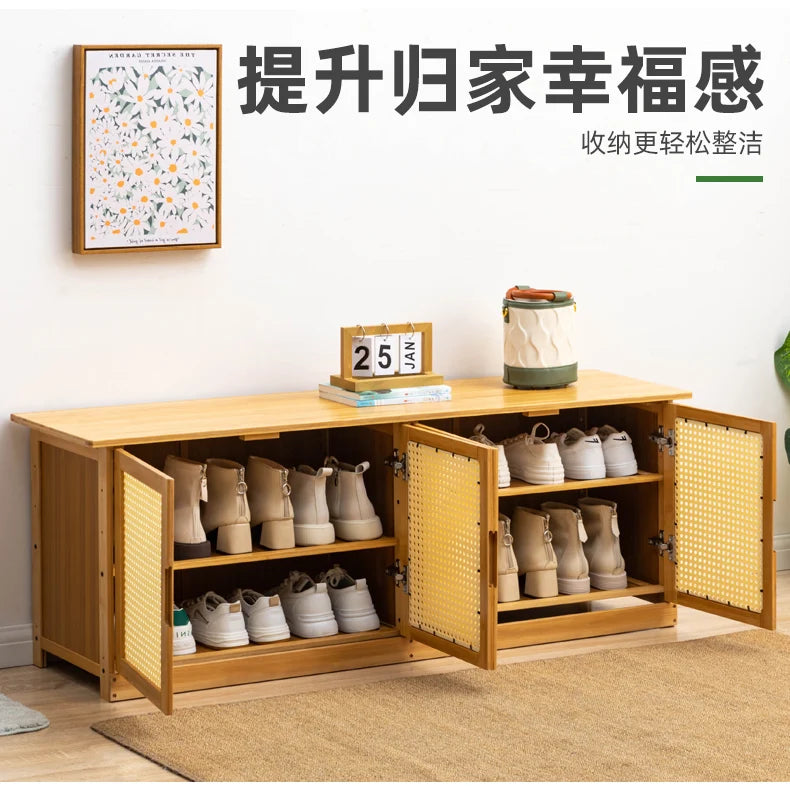 Home Entryway Shoe Bench Sit and Store Shoe Cabinet Breathable Dust-Proof Shoe Organizer Long Bench Shoe Rack for Doorway