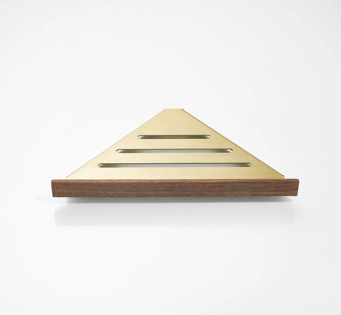 Walnut Brushed Gold Bathroom corner Shelf