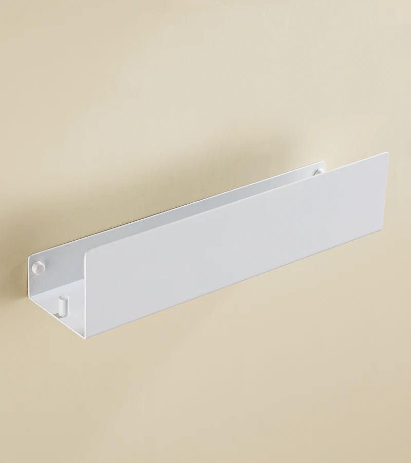 White Aluminium Corner Shower Shelf with Hooks