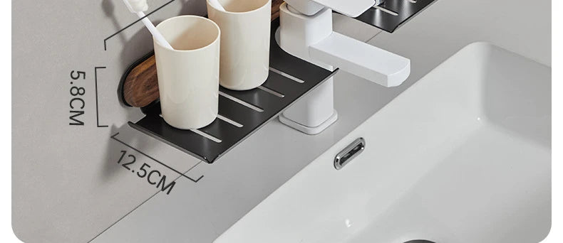 Walnut Wall-Mounted Toilet & Sink Shelf