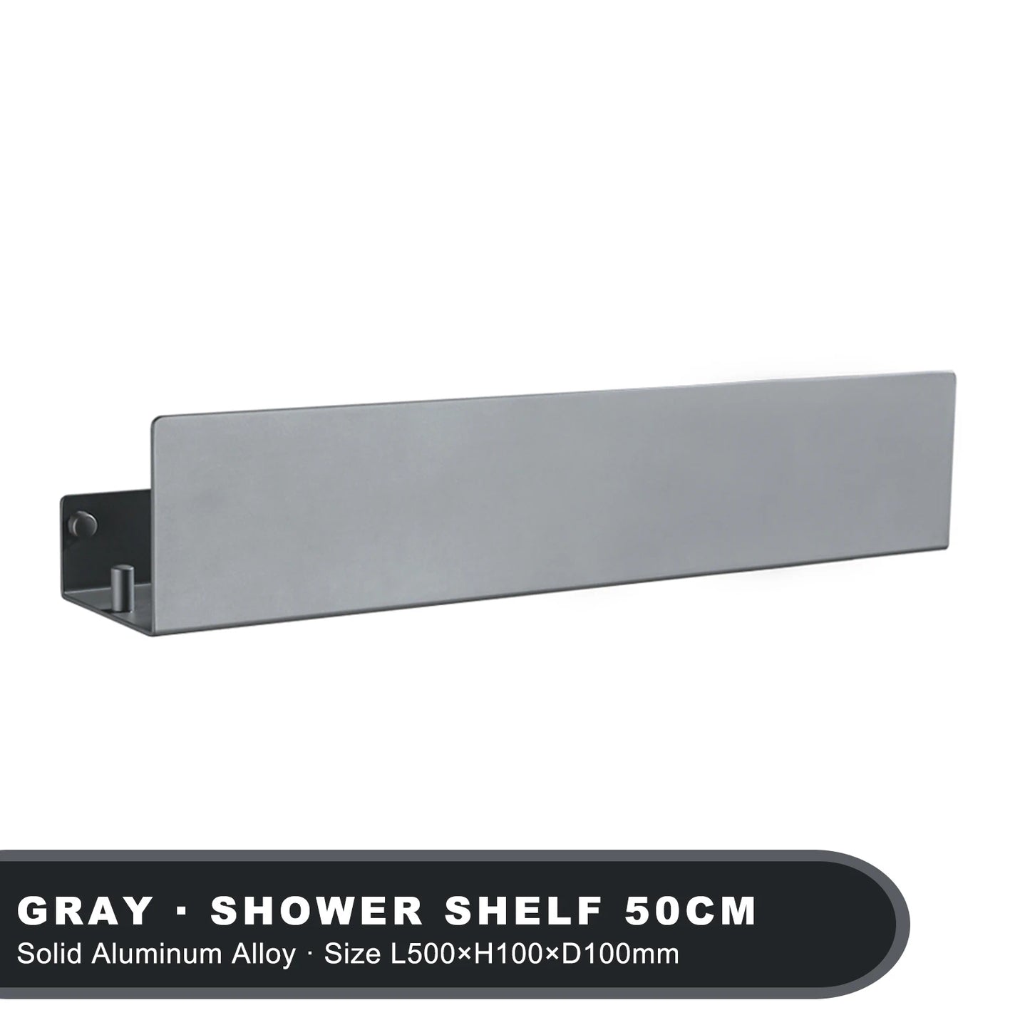 White Aluminium Corner Shower Shelf with Hooks