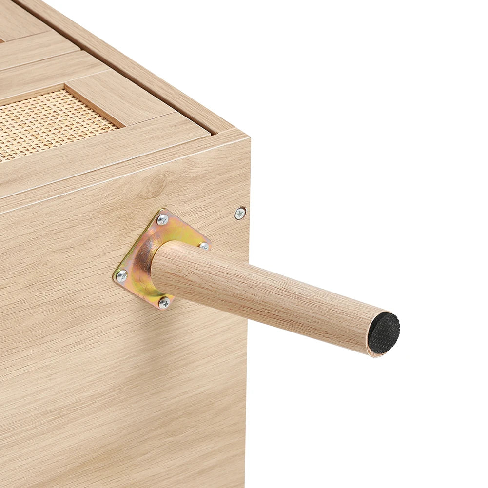 Nordic solid wood rattan side cabinet 2 pieces