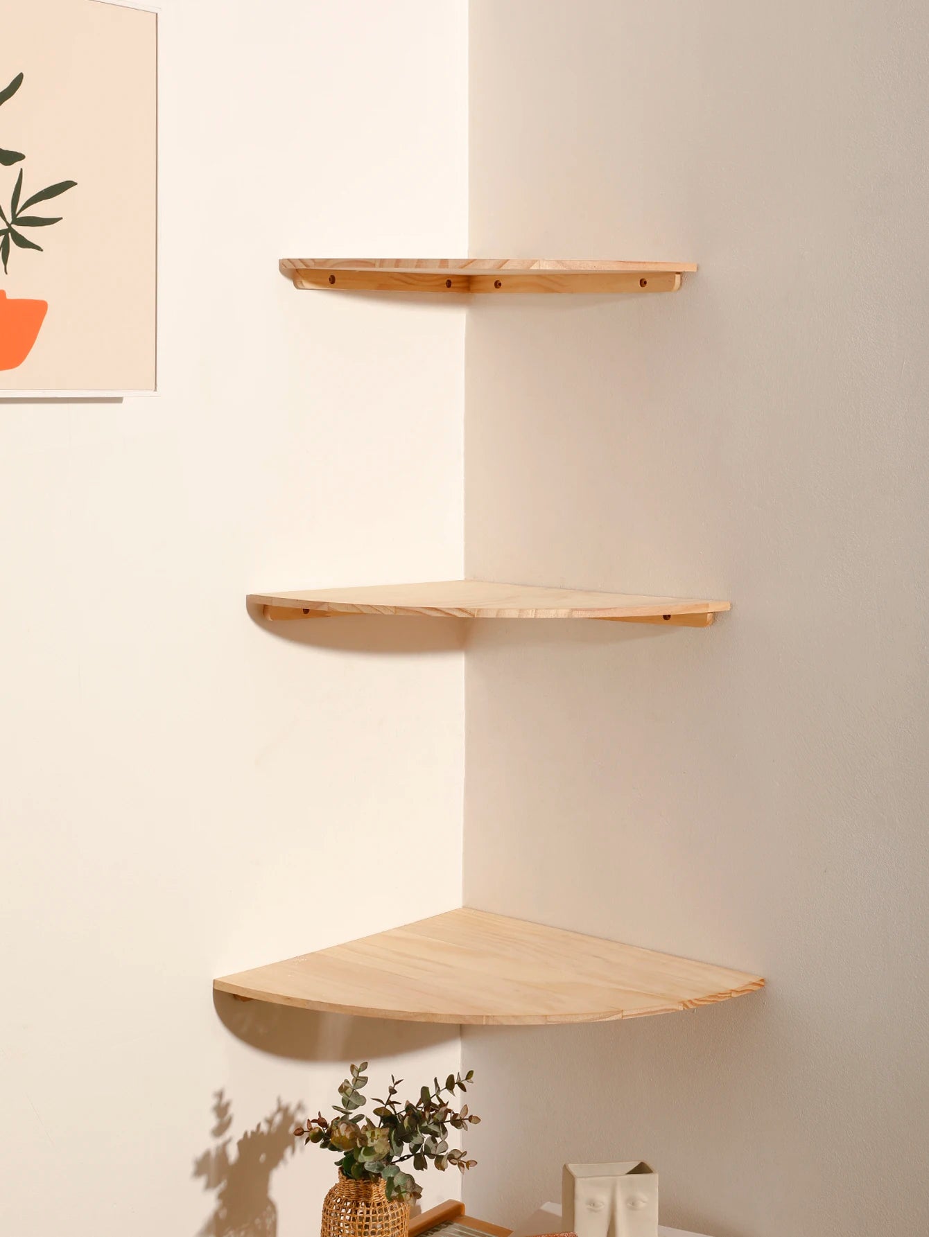 Floating Wooden Corner Shelves