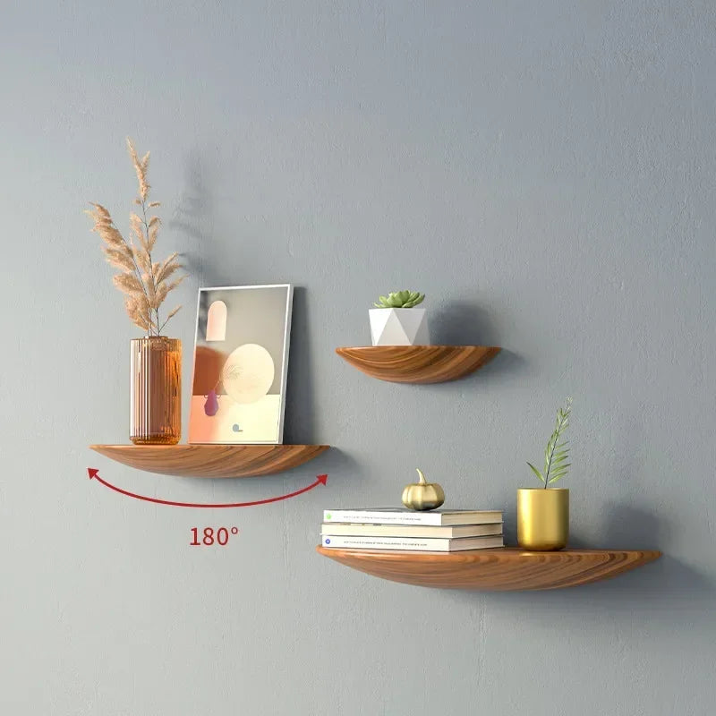 Half-Moon Wooden Wall Shelf
