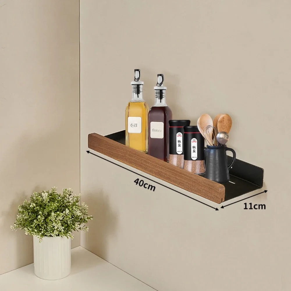 Wall-Mounted Wooden Kitchen Storage Rack